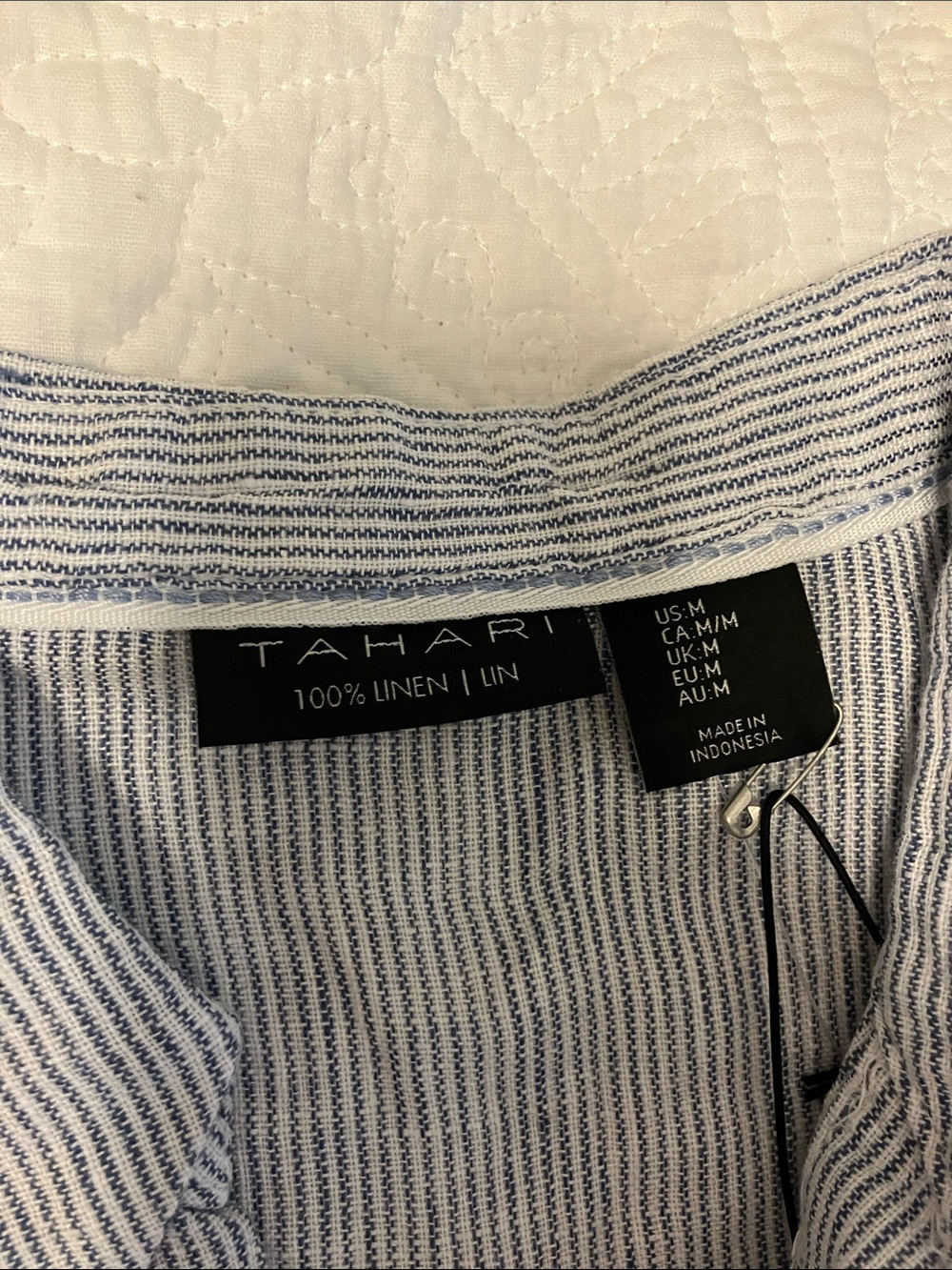 Linen-Blend Striped Polo Shirt - Blue - Picture 2 of 6